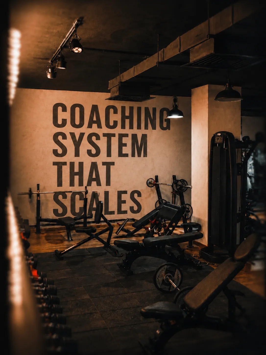 Gym interior with fitness equipment